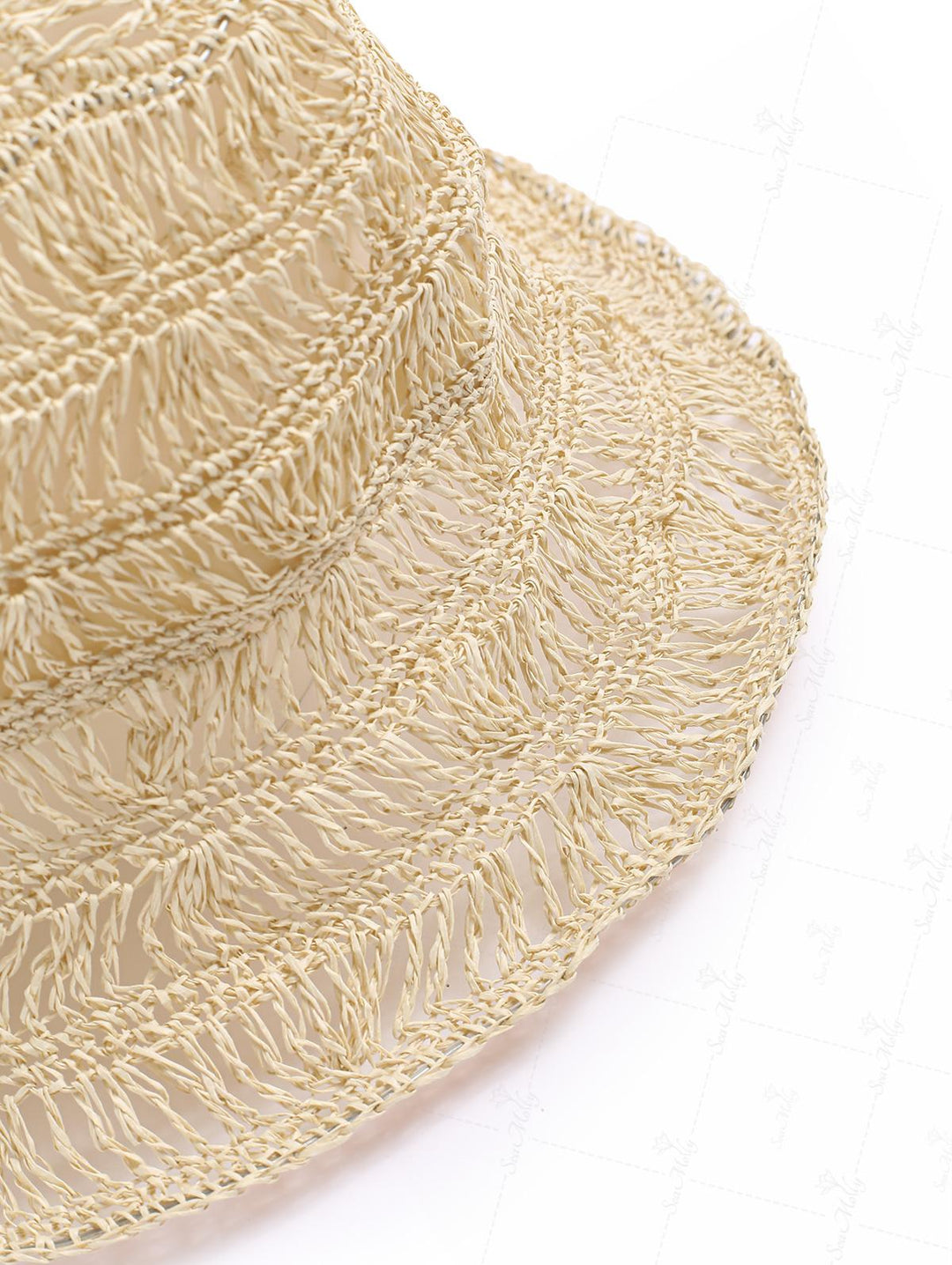 Solid Color Hollow Out Handmade Straw Bucket Hat