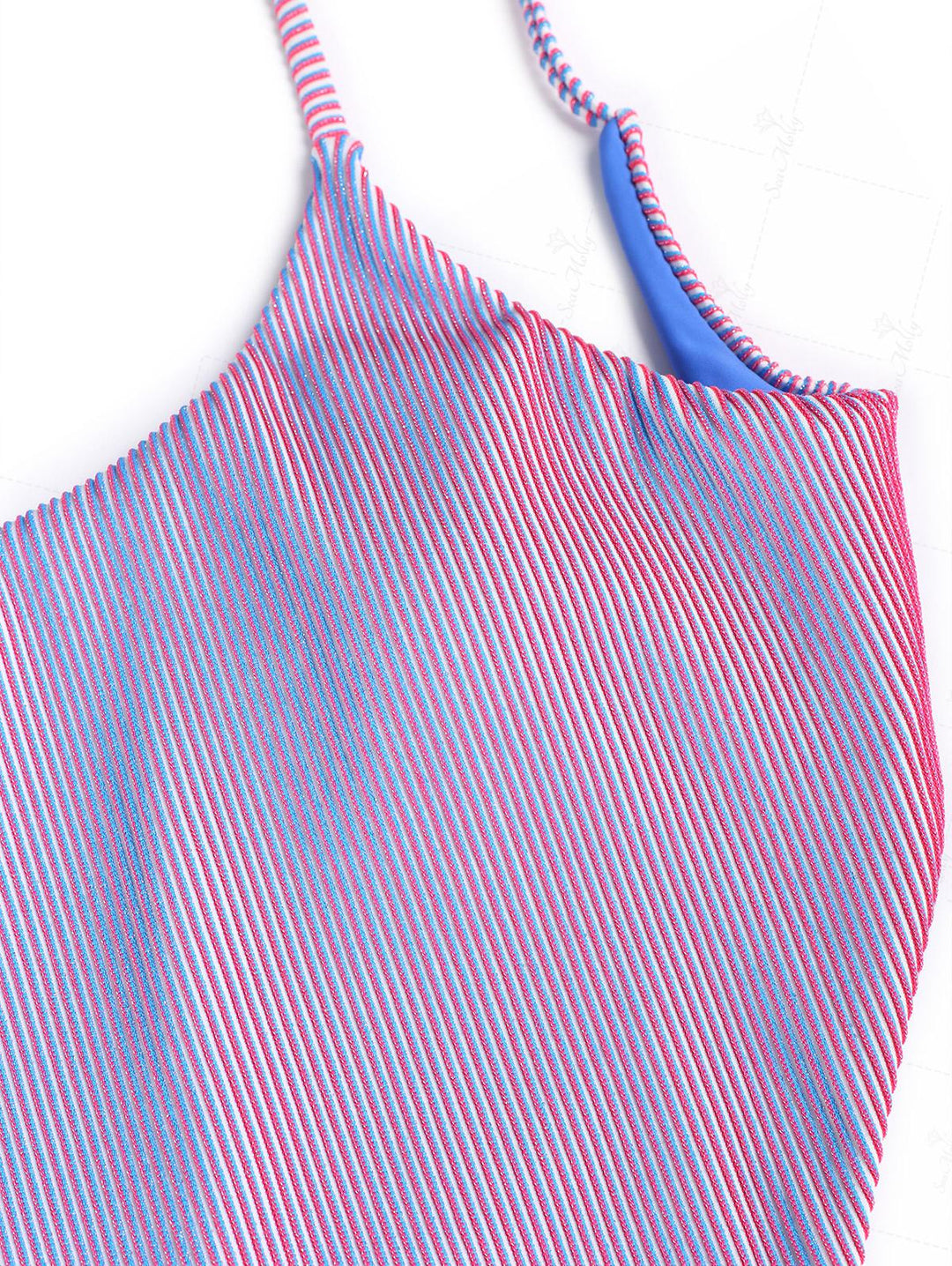 Seamolly Colorful Stripes Tie Around Crisscross Backless One-piece Swimsuit