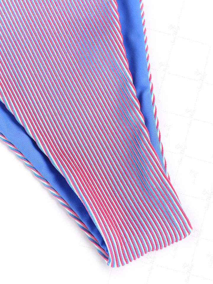 Seamolly Colorful Stripes Tie Around Crisscross Backless One-piece Swimsuit