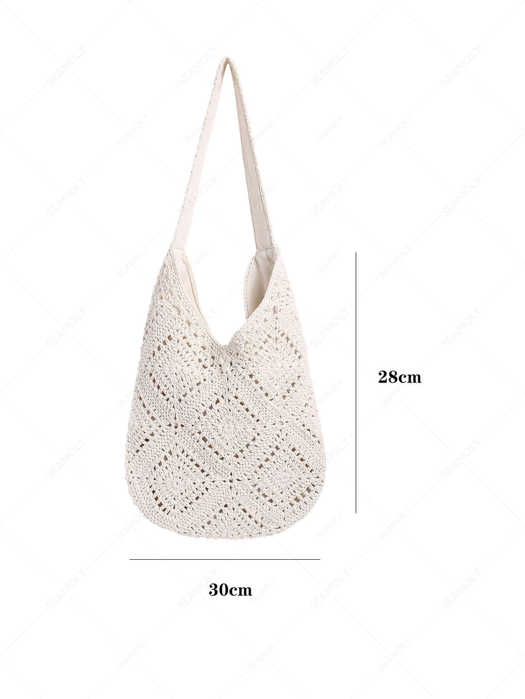 Vacation Crochet Hollow Out Floral Pattern Magnetic Closure Shoulder Bag