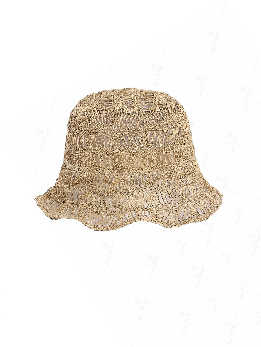 Solid Color Hollow Out Handmade Straw Bucket Hat