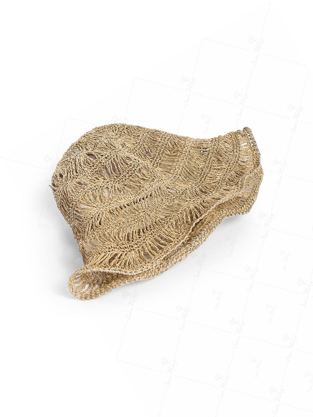 Solid Color Hollow Out Handmade Straw Bucket Hat