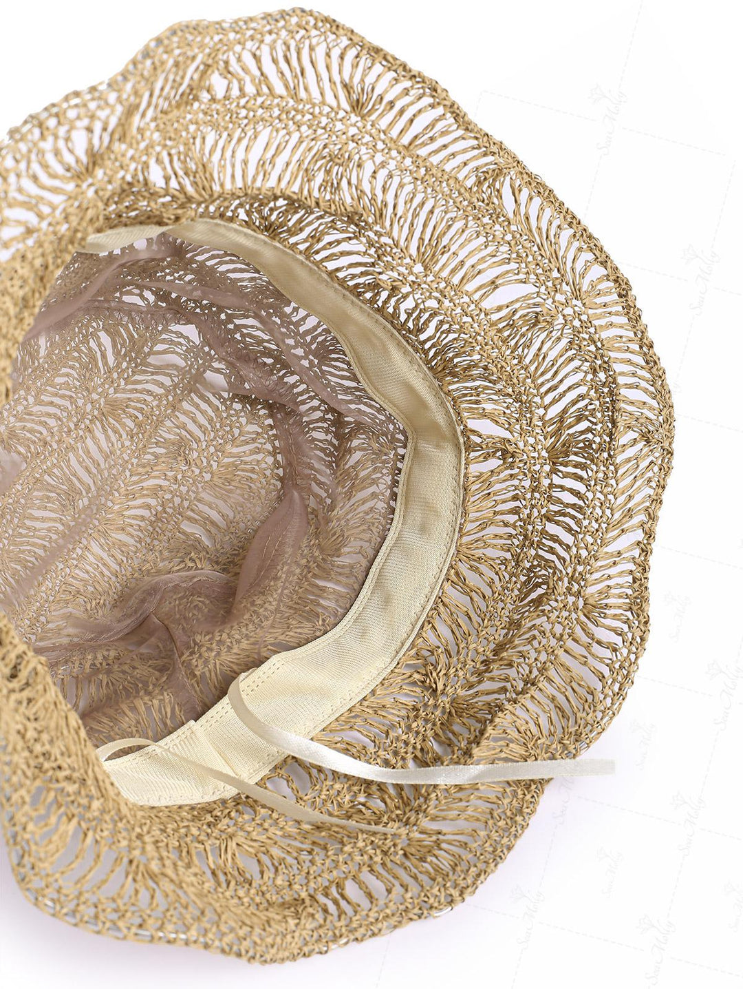 Solid Color Hollow Out Handmade Straw Bucket Hat