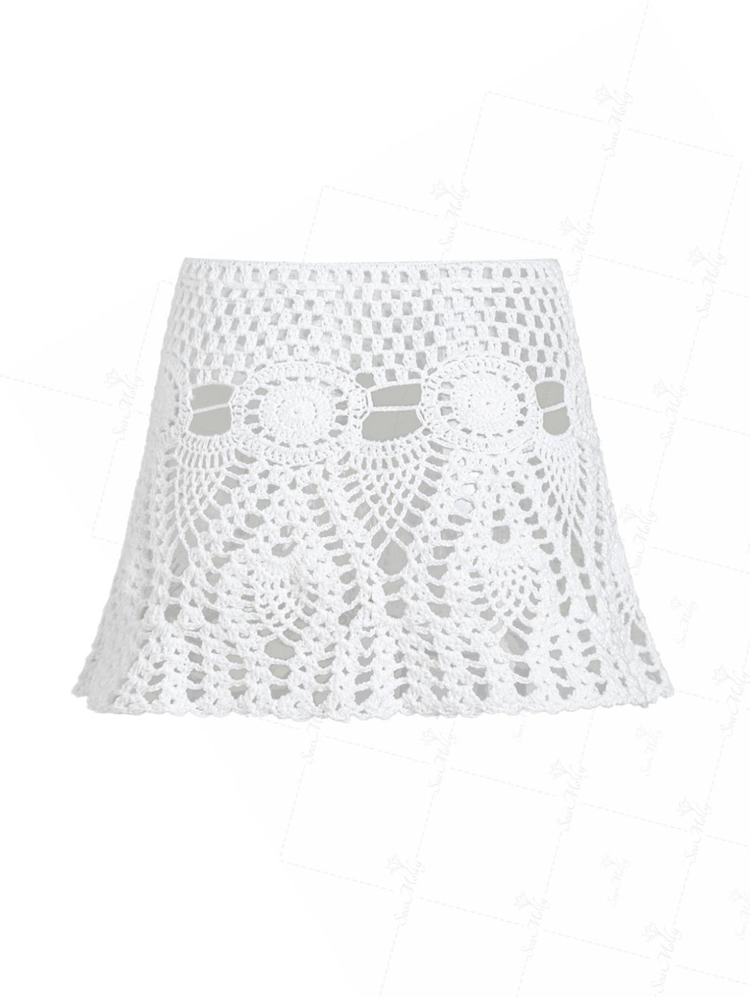 Crochet Openwork Beading Tassel Beach Cover Up Skirt