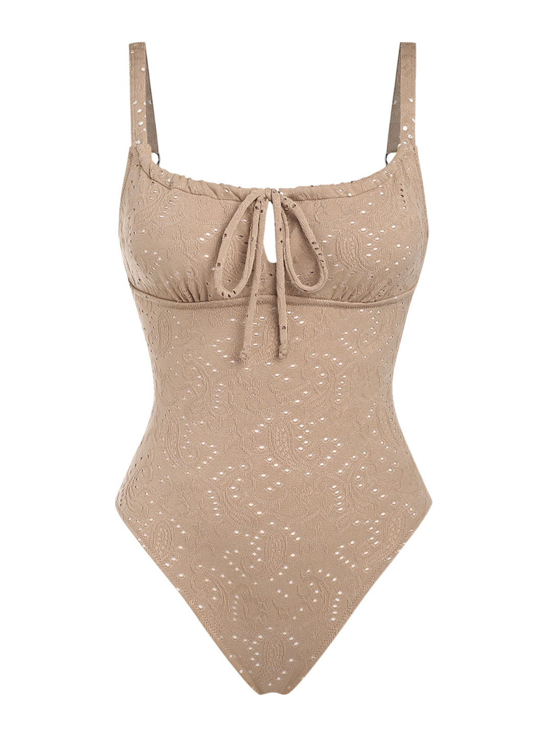 Seamolly Vintage Lace Eyelet Jacquard Drawstring Tied Back One-piece S