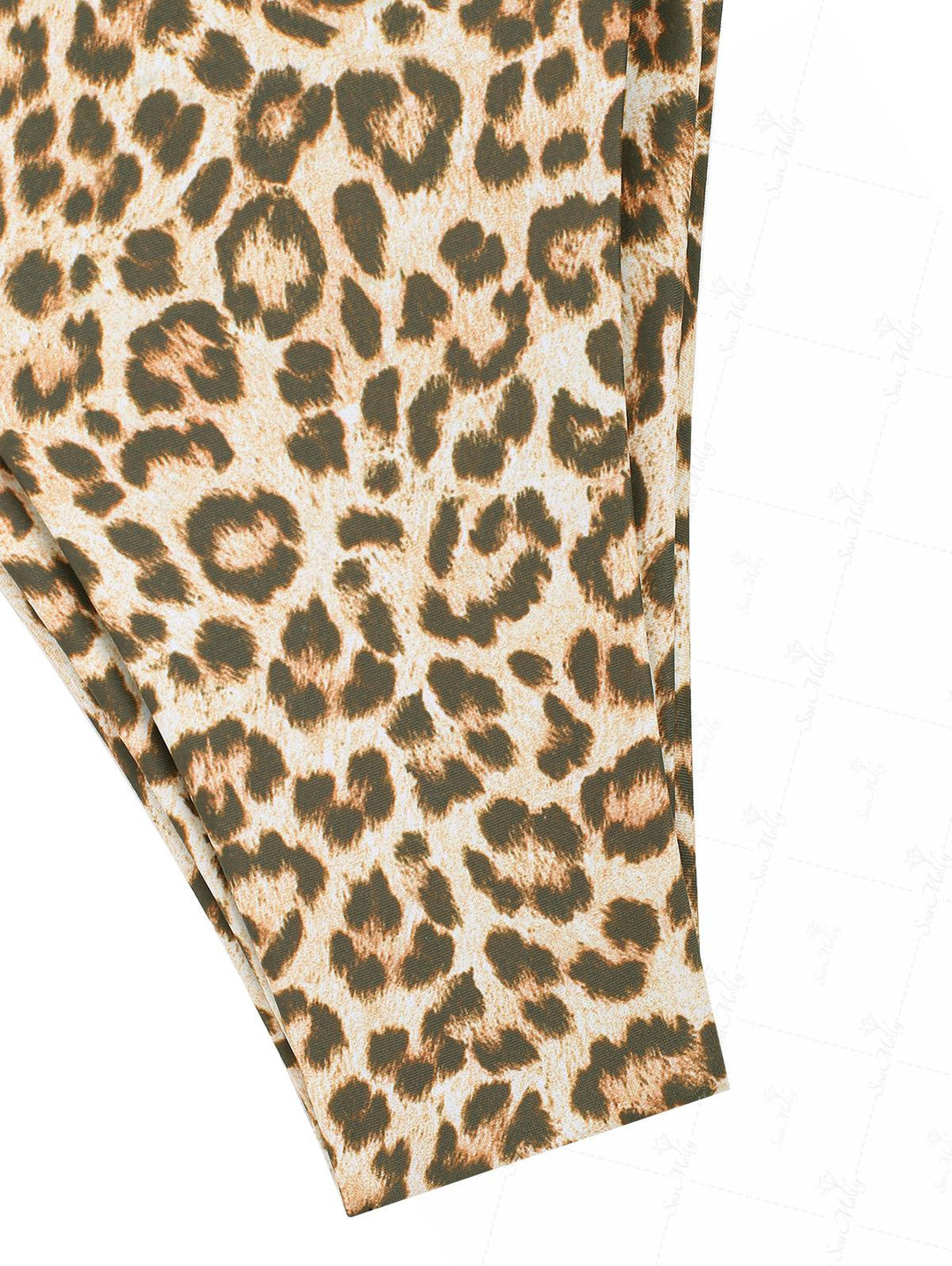 Seamolly Leopard Contrast Color Bowknot Halter Triangle Tie Side Bikini Set