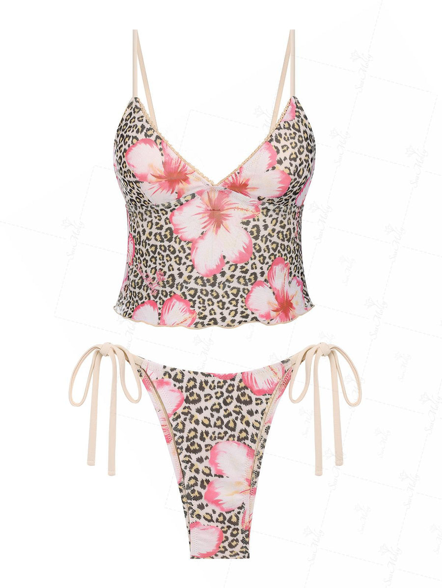 Seamolly Vintage Colorblock Stripes Tie Side Tankini Set