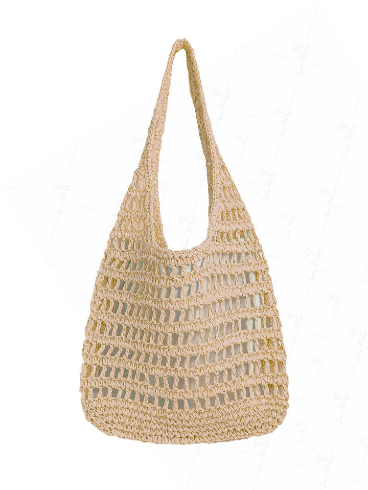 Hollow Out Crochet Large Capacity Straw Shoulder Handbag