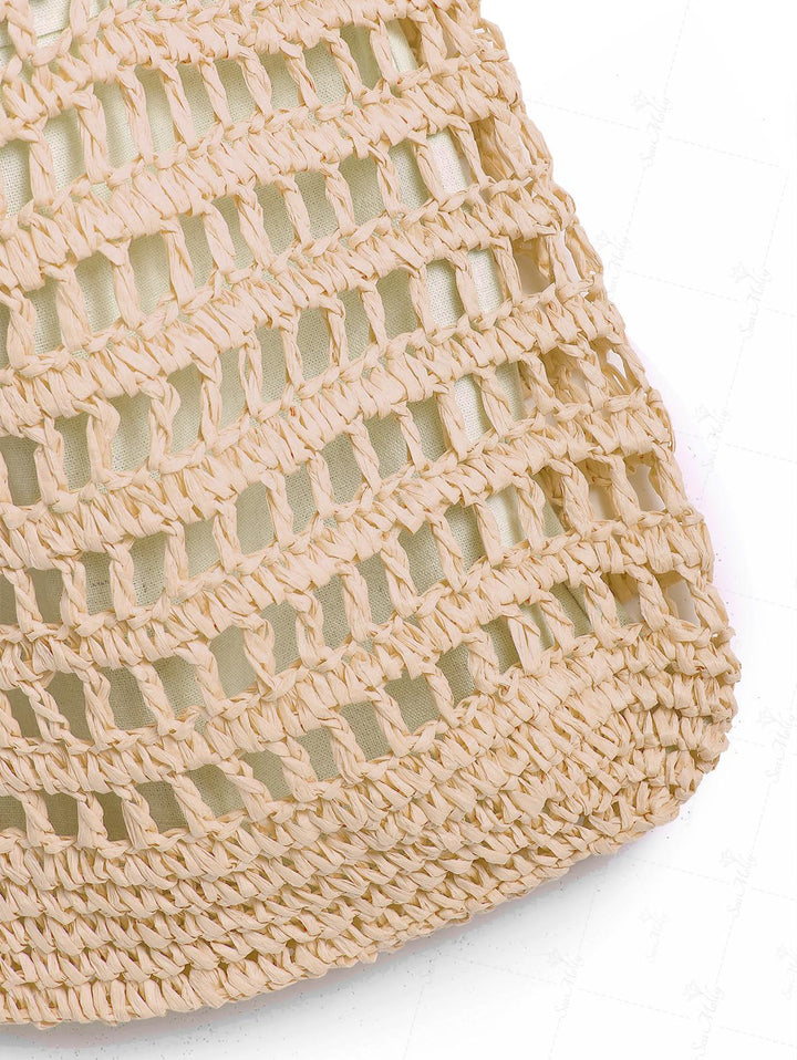 Hollow Out Crochet Large Capacity Straw Shoulder Handbag