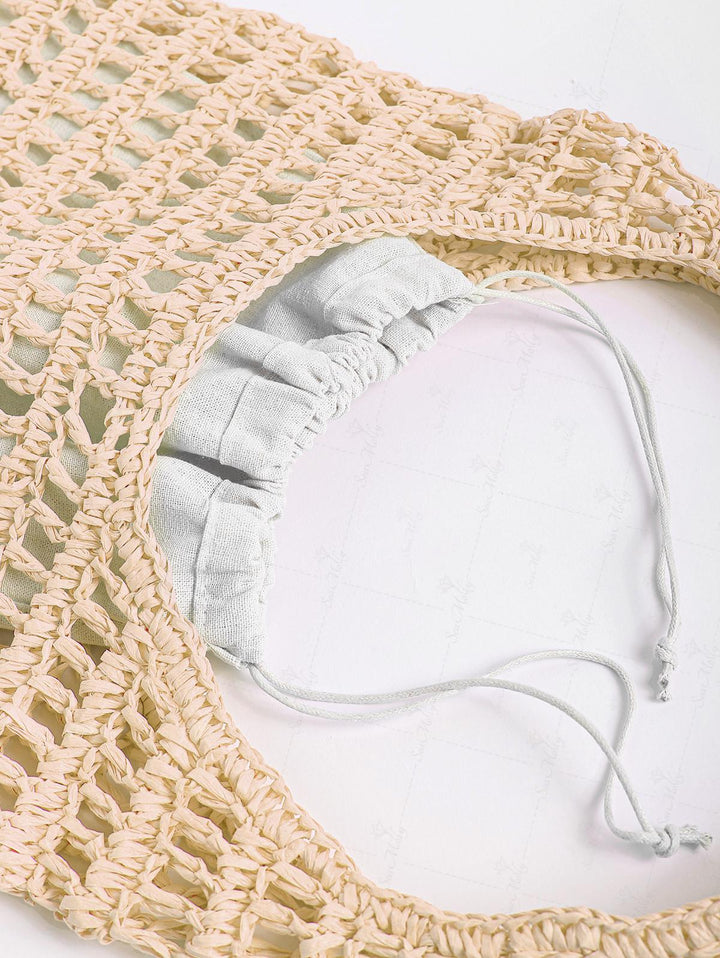 Hollow Out Crochet Large Capacity Straw Shoulder Handbag
