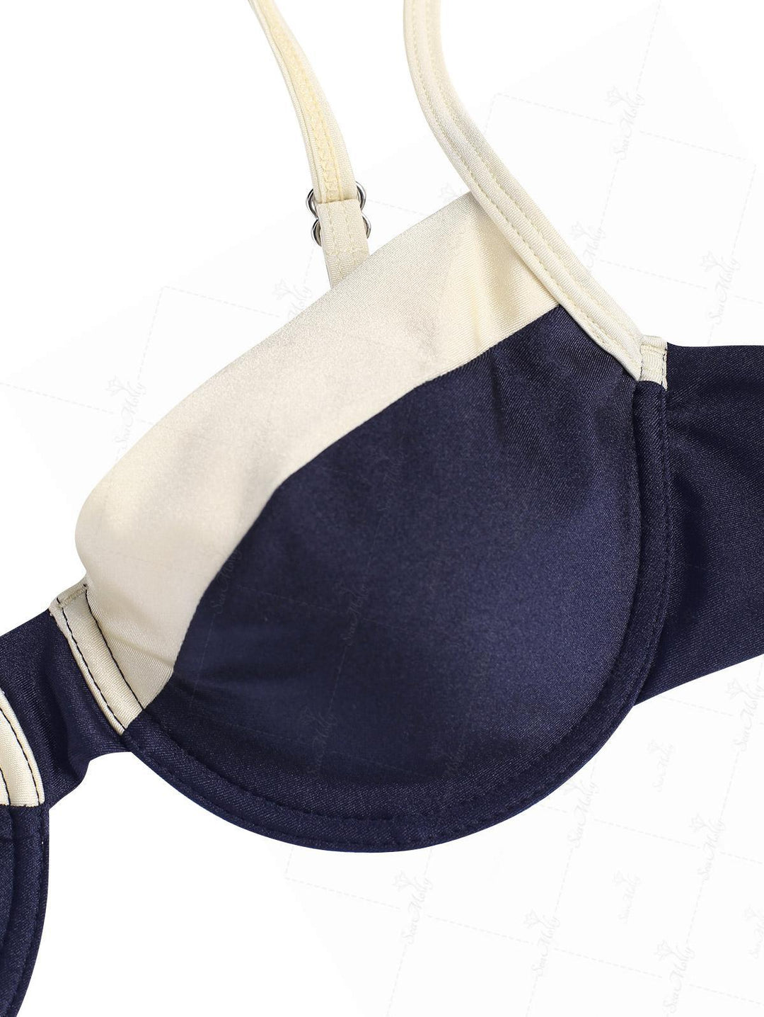 Seamolly Contrast Color Tie Side String Underwire Bikini Set