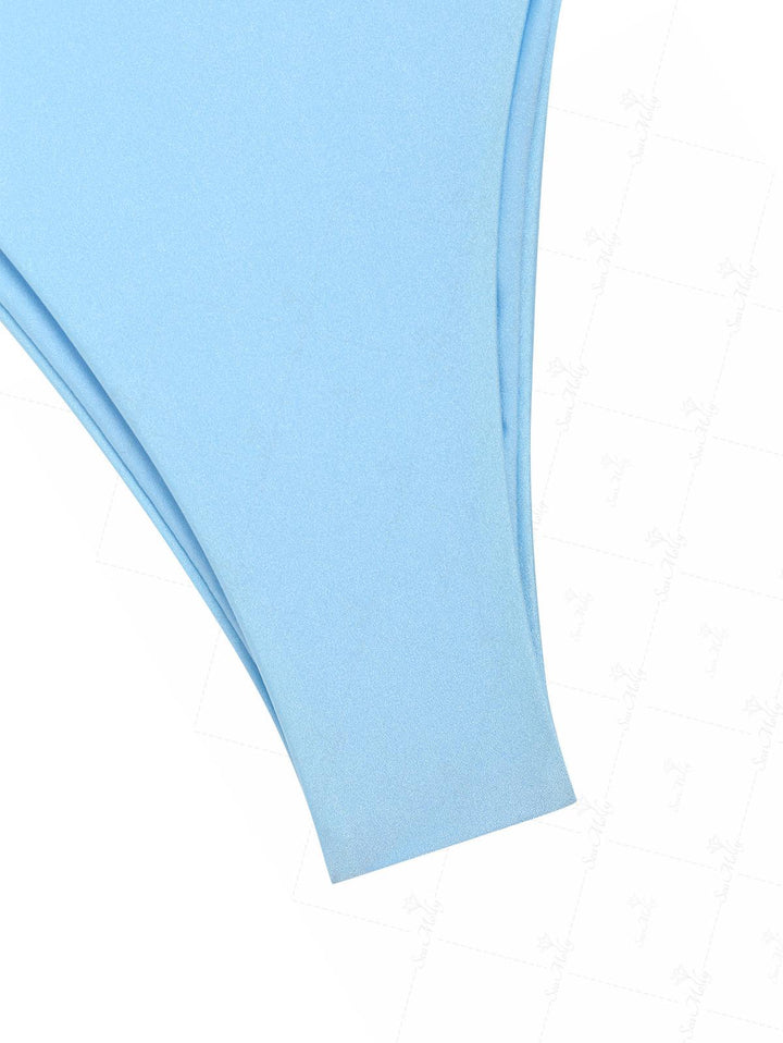 Seamolly Contrast Color Cinched Tied Front Tie Side Bikini Set