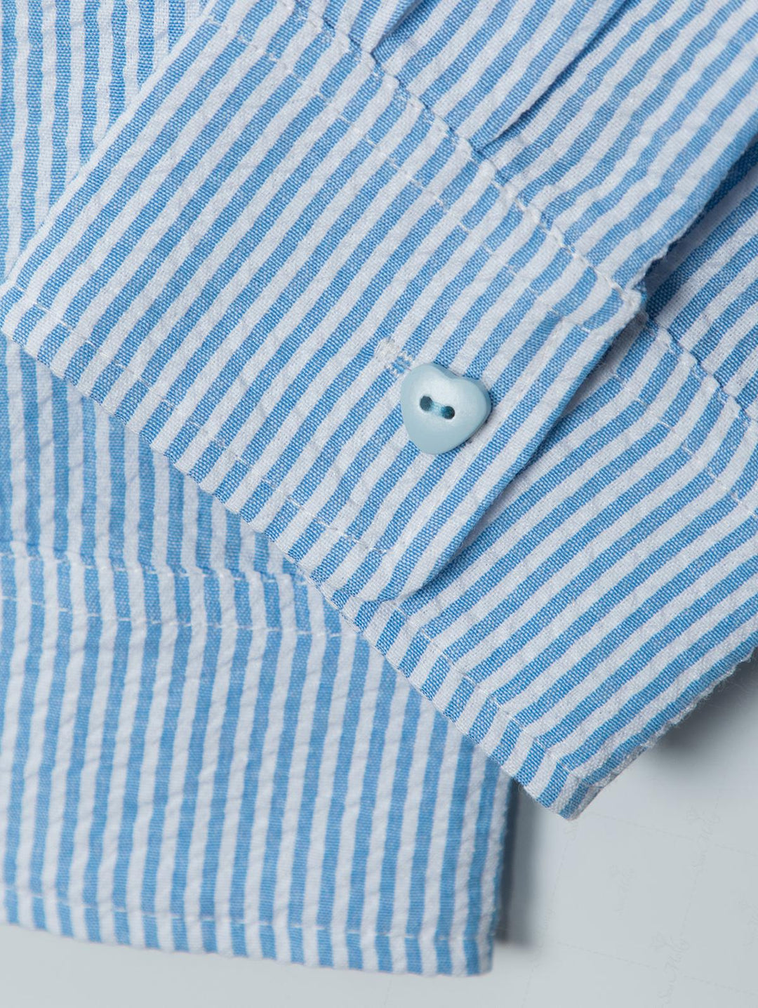 Striped Curved Hem Pocket Design Colorful Button Up Long Sleeve Shirt