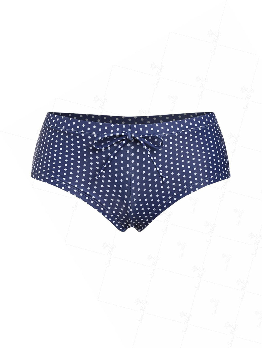 Seamolly Polka Dots Print Bowknot Decor Beach Swim Bottom Boyshorts