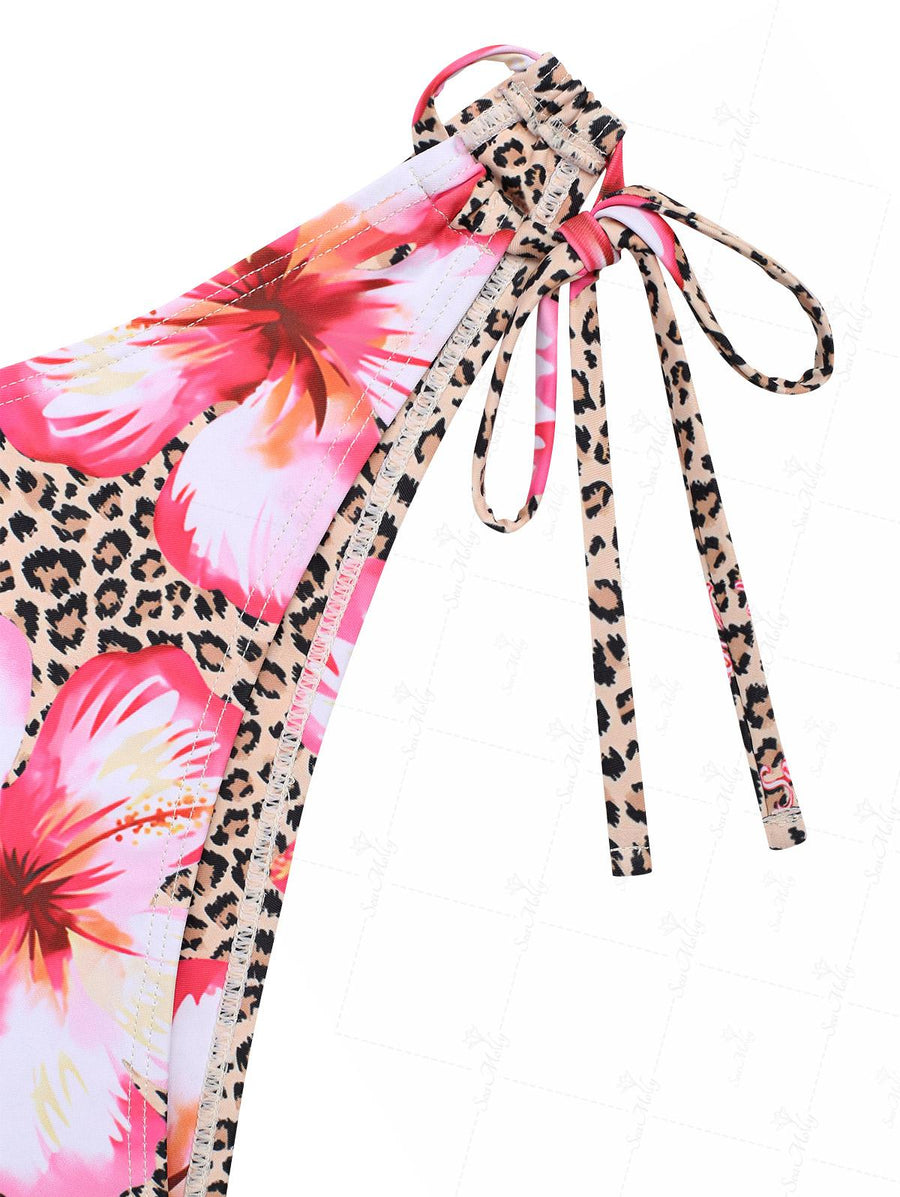Ladies Leopard Tied Bikini Set