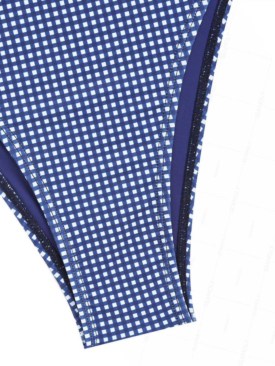 Seamolly Gingham Bowknot Cinched Tie Side Tankini Set