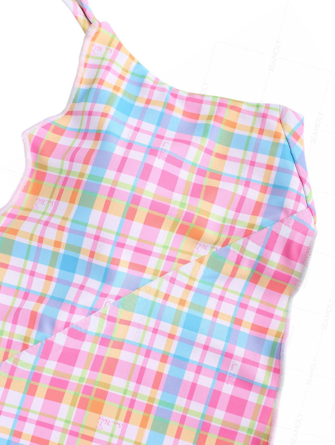 Seamolly Gingham Hanky Hem Cinched Tied Back Tie Side Tankini Set