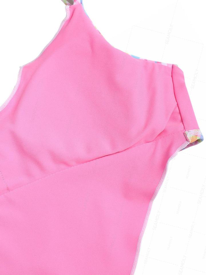 Seamolly Gingham Hanky Hem Cinched Tied Back Tie Side Tankini Set