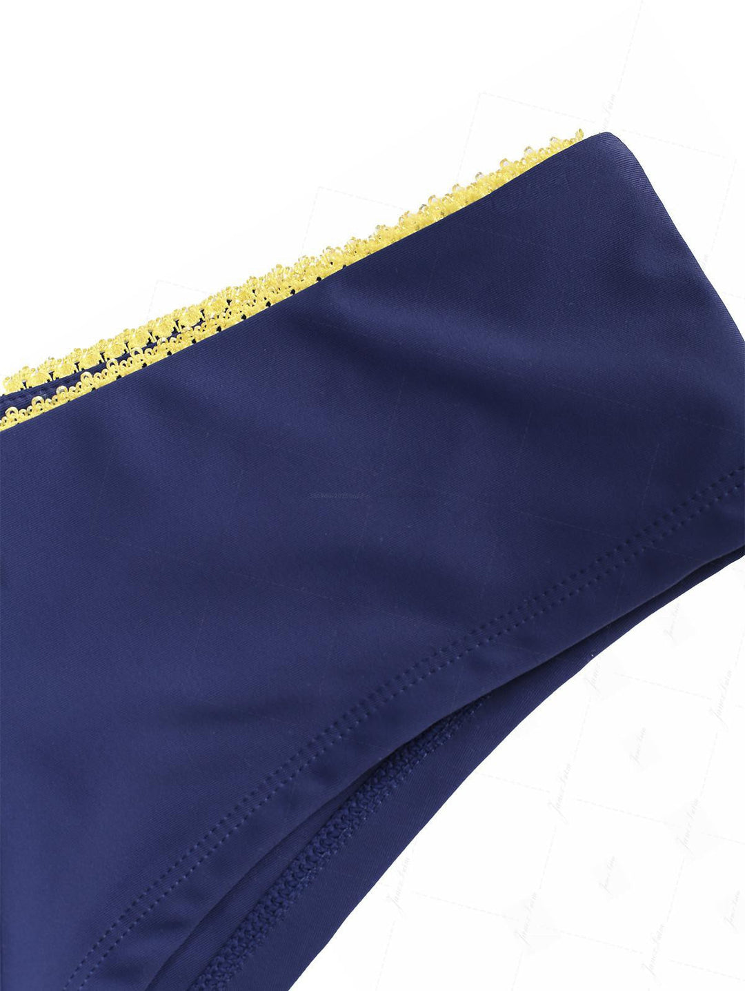 Deep Blue Contrast Lace Bowknot Triangle Cheeky Boyshorts Bikini Set