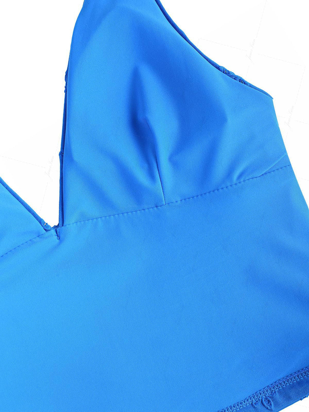 Blue Recycled Fabric Jacquard Bowknot Halter Skirtini Tankini Set