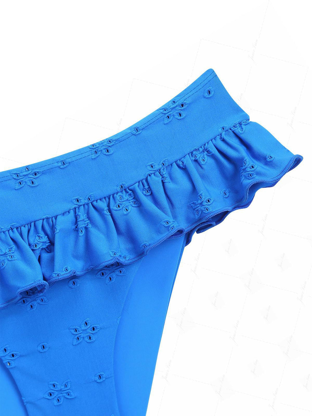 Blue Recycled Fabric Jacquard Bowknot Halter Skirtini Tankini Set