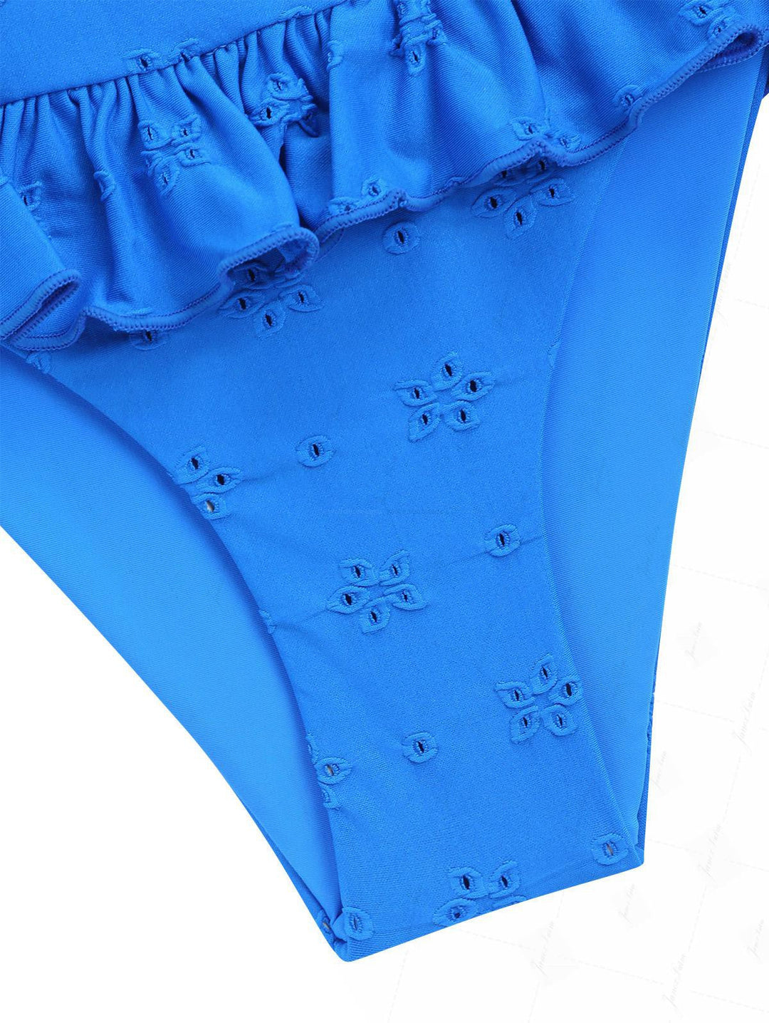 Blue Recycled Fabric Jacquard Bowknot Halter Skirtini Tankini Set