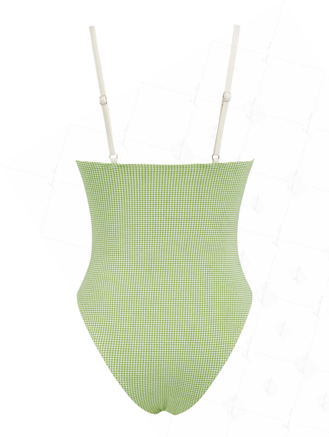 Green Plaid Vintage Spliced Ruched One-piece Swimsuit