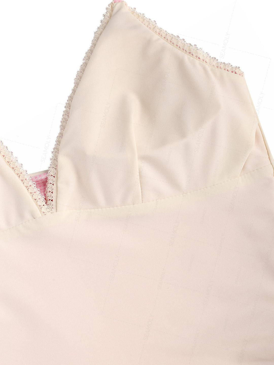 Seamolly Gingham Lace Bowknot Halter Tankini Set