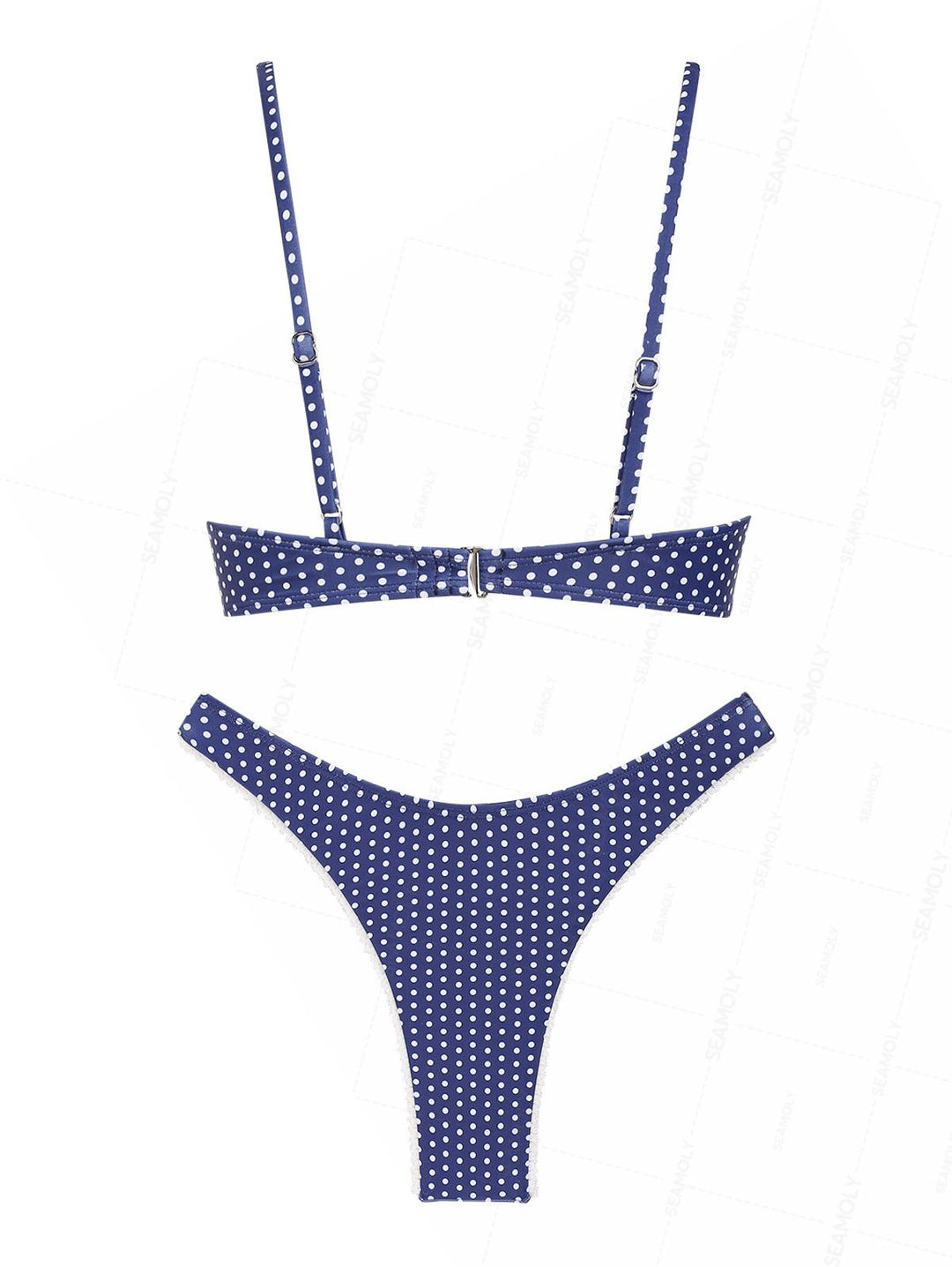 Seamolly Polka Dot Lace Bowknot Underwire Bikini Set