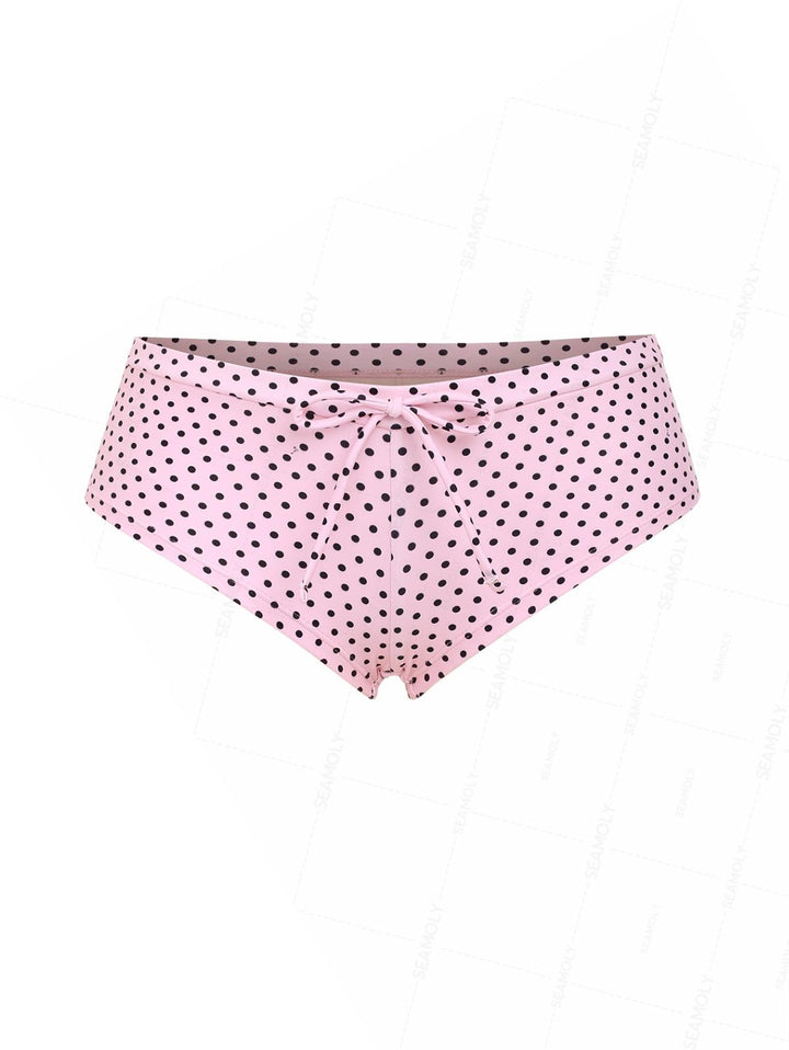 Seamolly Polka Dots Bowknot Low Rise Beach Swim Bottom Boyshorts