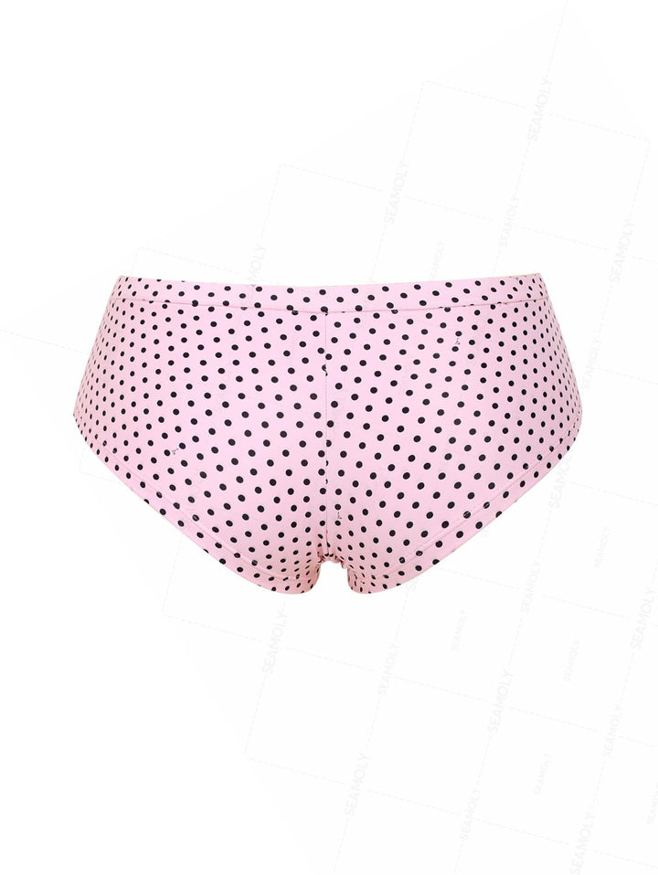 Seamolly Polka Dots Bowknot Low Rise Beach Swim Bottom Boyshorts