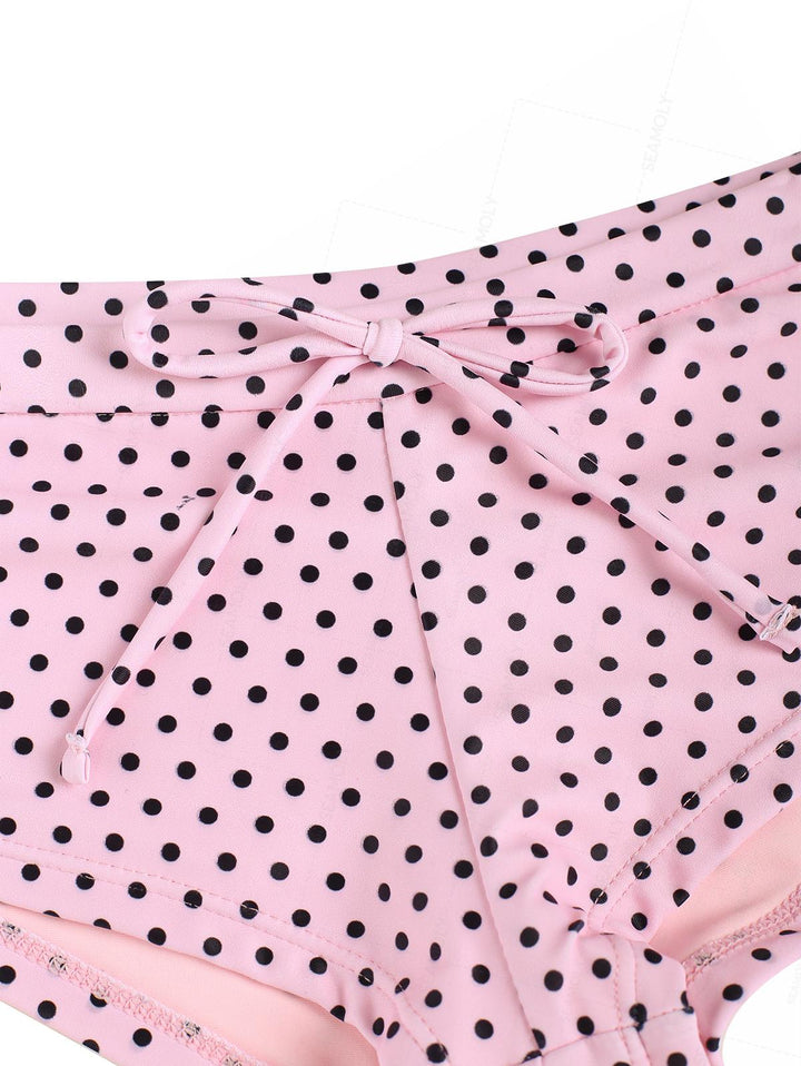 Seamolly Polka Dots Bowknot Low Rise Beach Swim Bottom Boyshorts