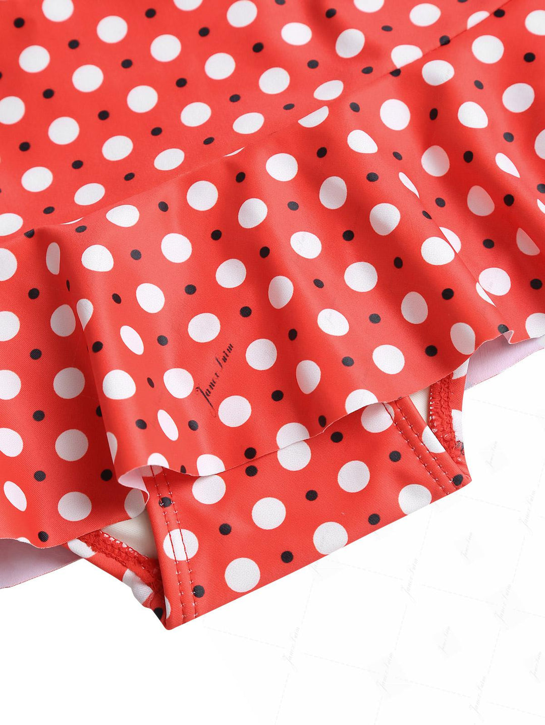 Vintage Red Polka Dot Spliced Ruffles Hem Low Rise Mini Swim Skirt Bottom