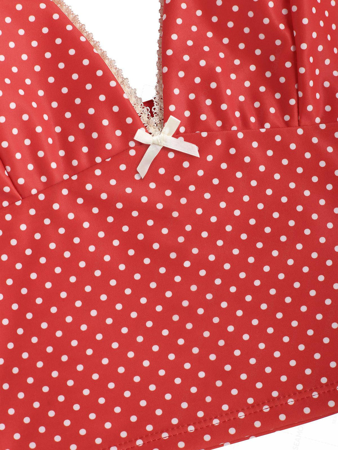 Seamolly Vintage Polka Dot Plunging Neck Halter Tankini Set