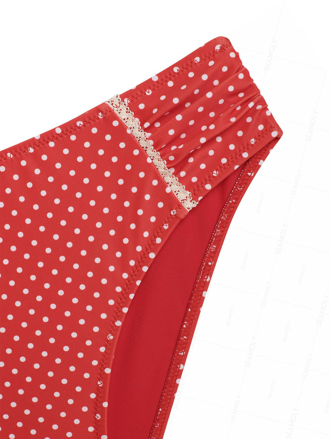 Seamolly Vintage Polka Dot Plunging Neck Halter Tankini Set