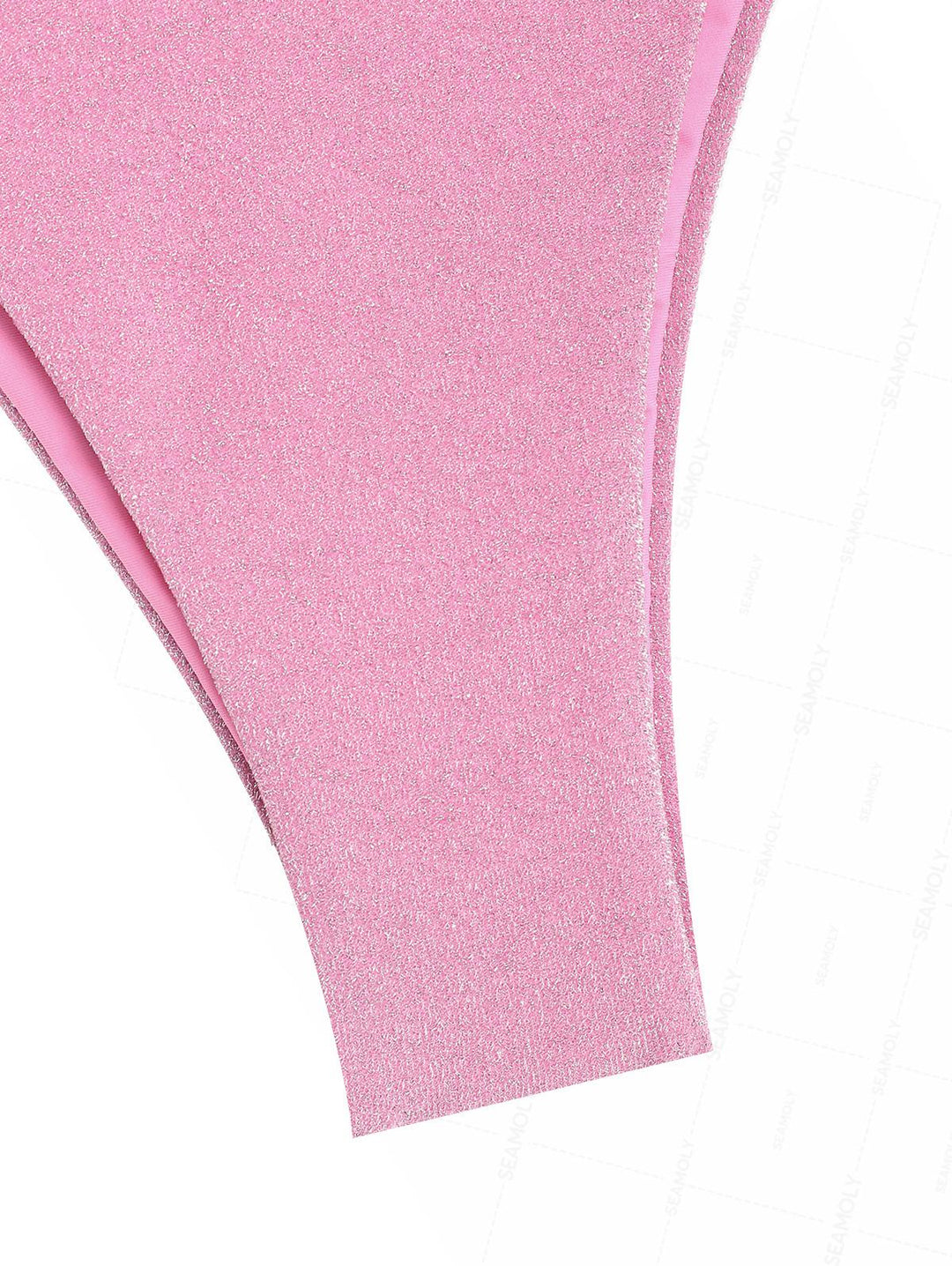 Seamolly Lurex Sparkly Faux Pearl Halter Triangle Tie Side Bikini Set