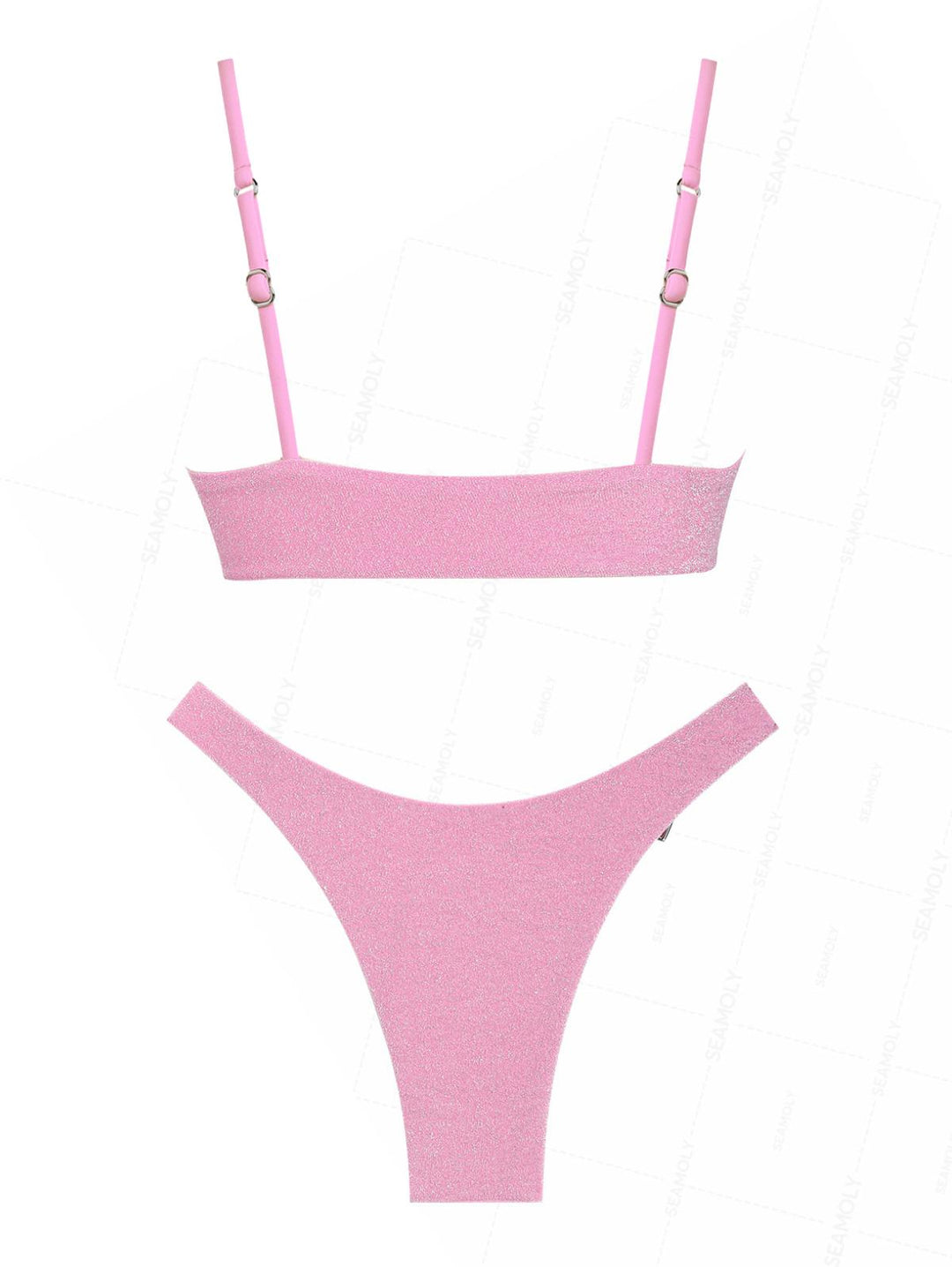 Seamolly Lurex Sparkly Heart-shaped Metal Decor Cheeky Bikini Set