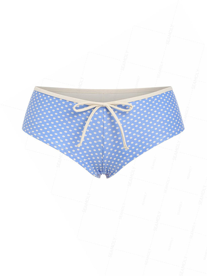 Seamolly Polka Dot Bowknot Beach Swim Low Rise Bottom Boyshorts