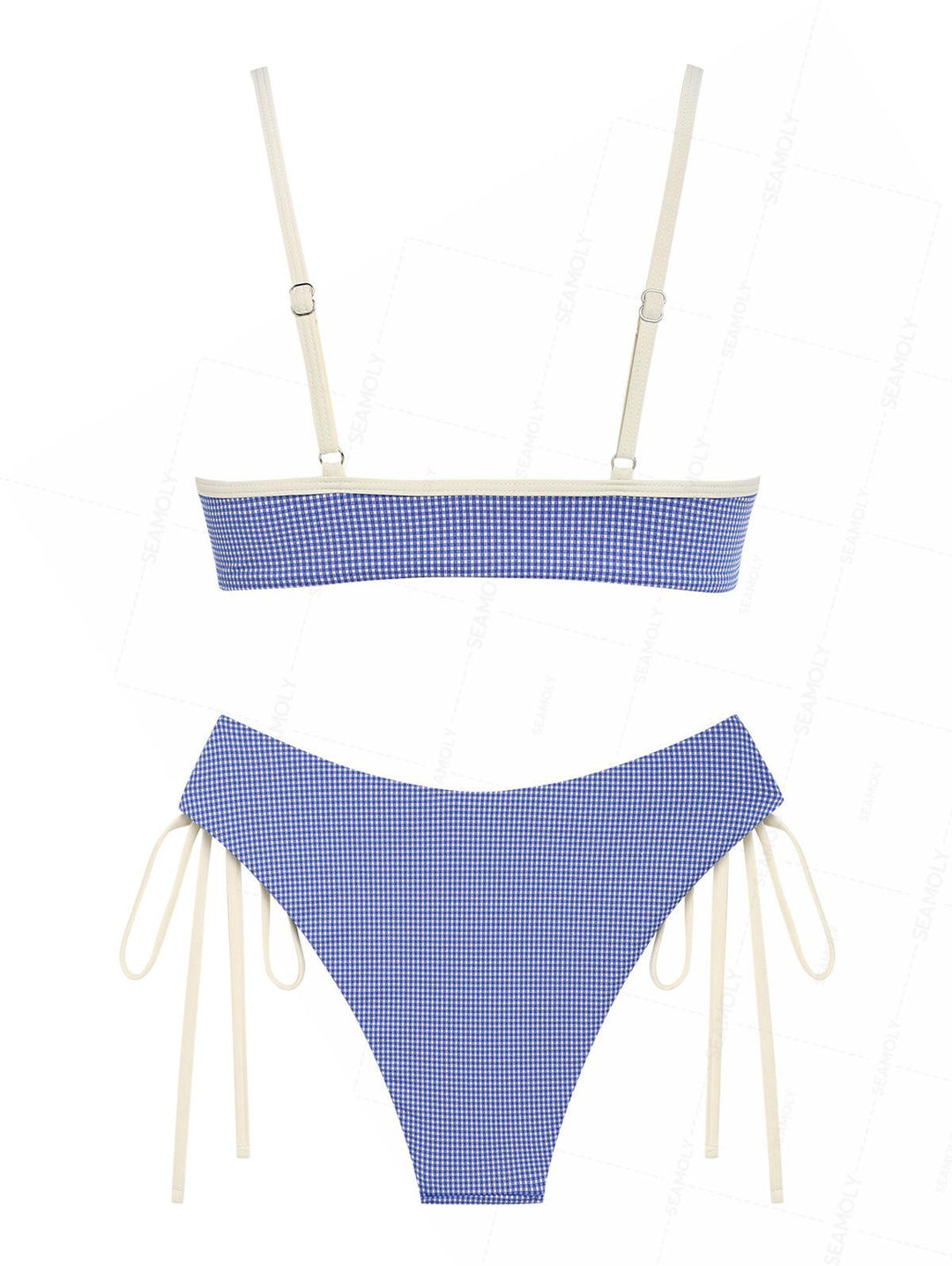 Seamolly Plaid O Ring Cinched Tie Side Hipster Bikini Set