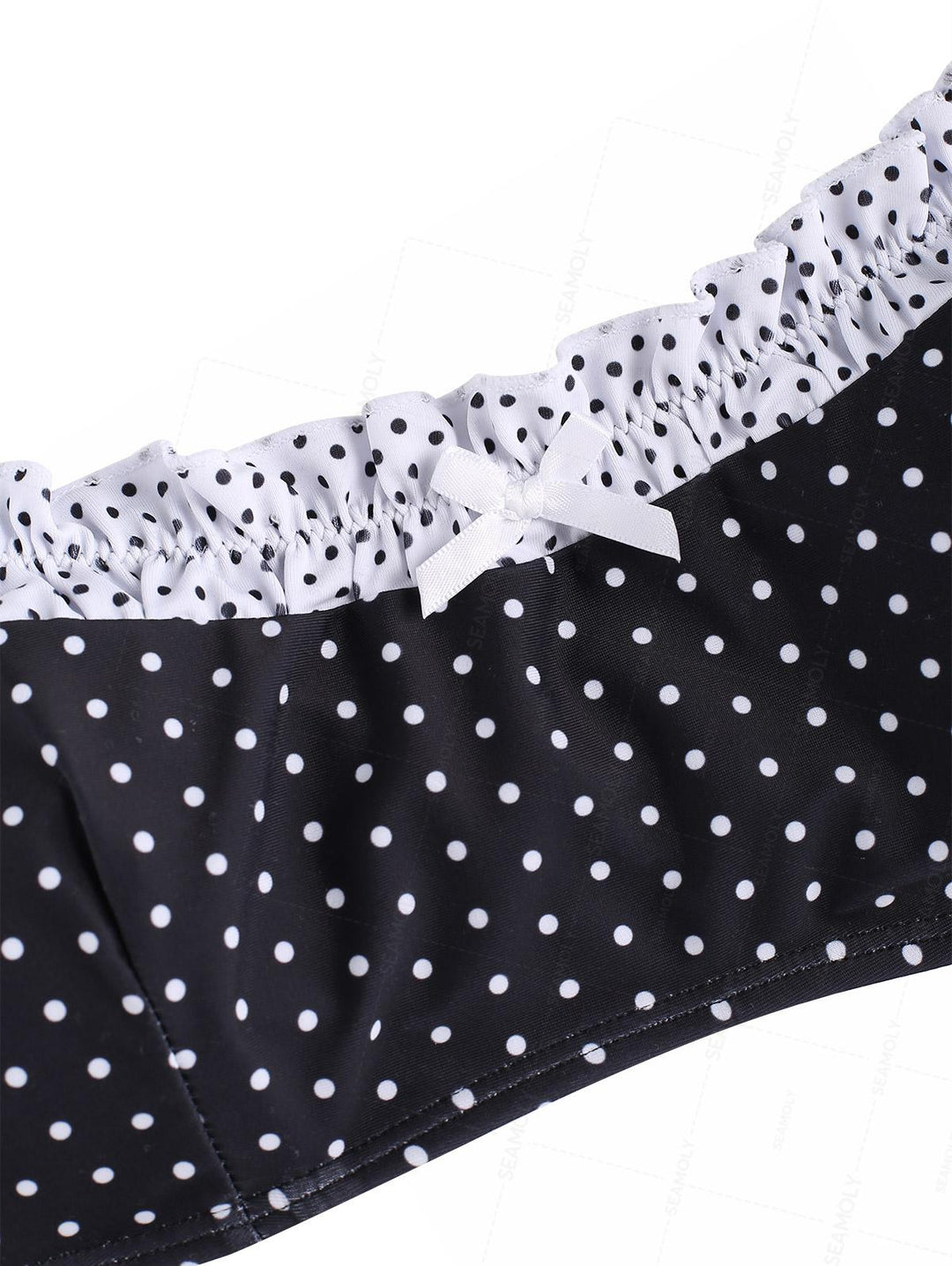 Seamolly Polka Dot Contrast Bowknot Tie Side Bikini Set