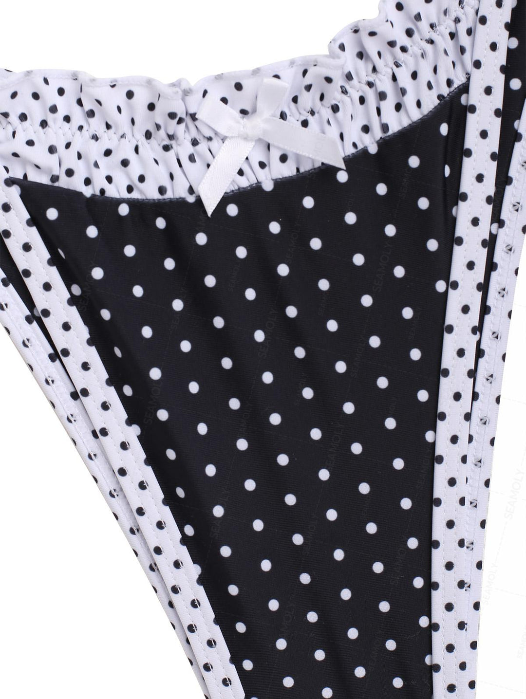 Seamolly Polka Dot Contrast Bowknot Tie Side Bikini Set