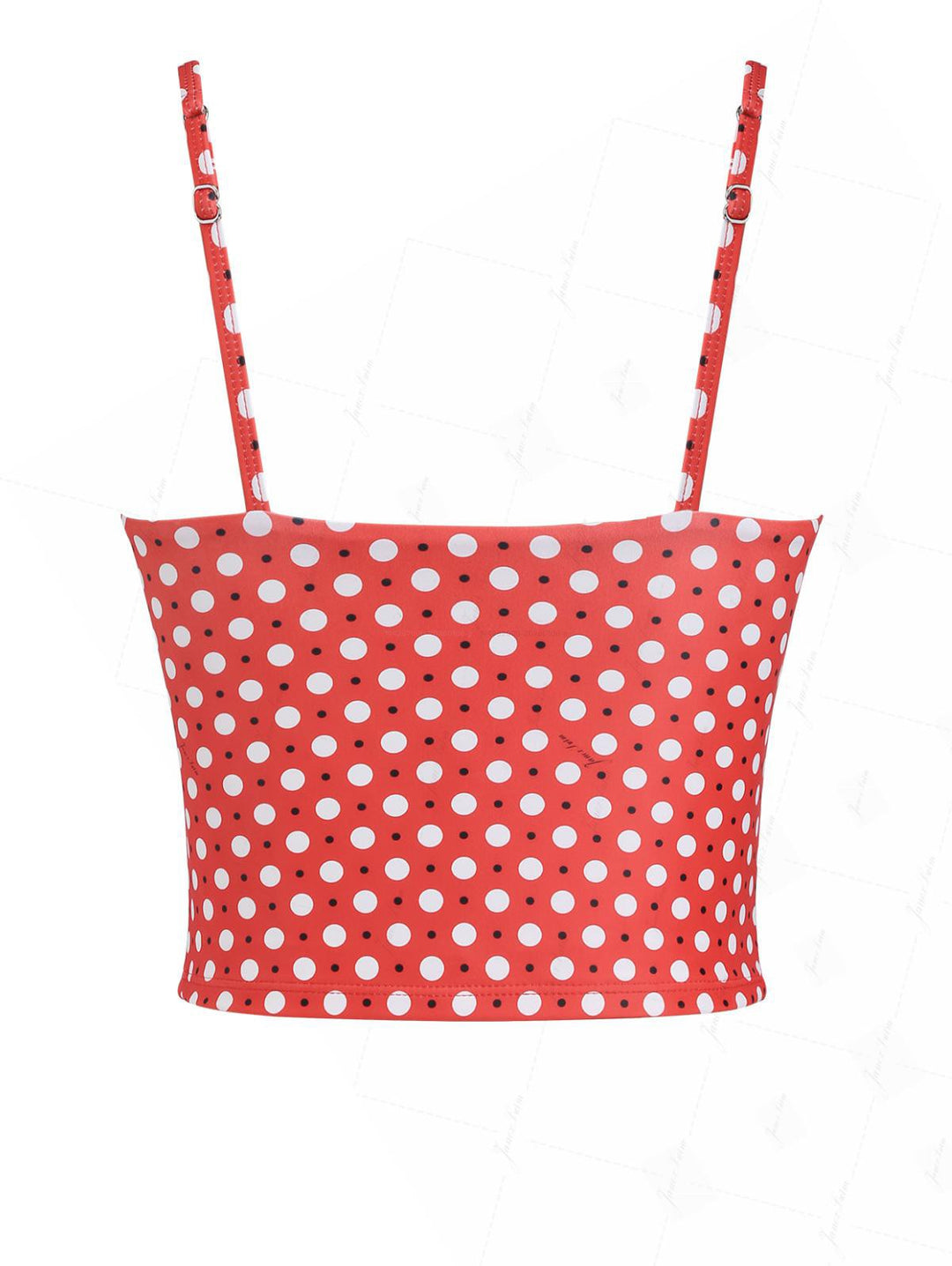 Vintage Red Polka Dot Lace Bowknot Cami Tankini Top