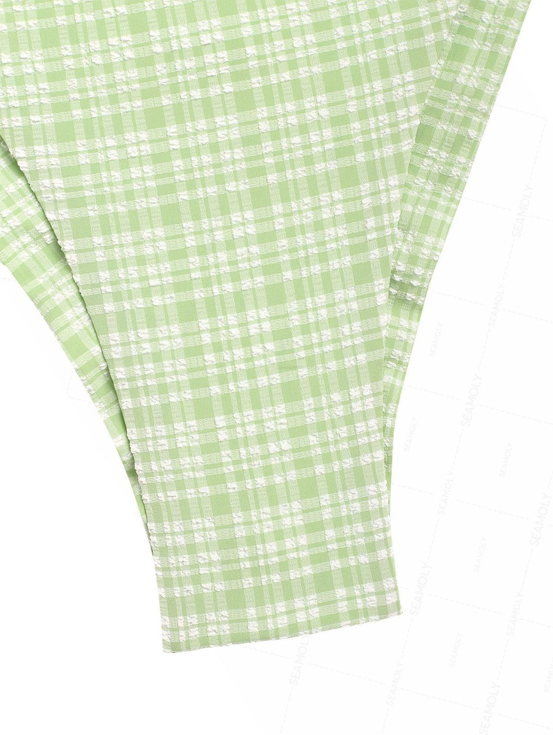 Seamolly Plaid Bowknot Halter Triangle Top & Brazilian Bottom Bikini Set