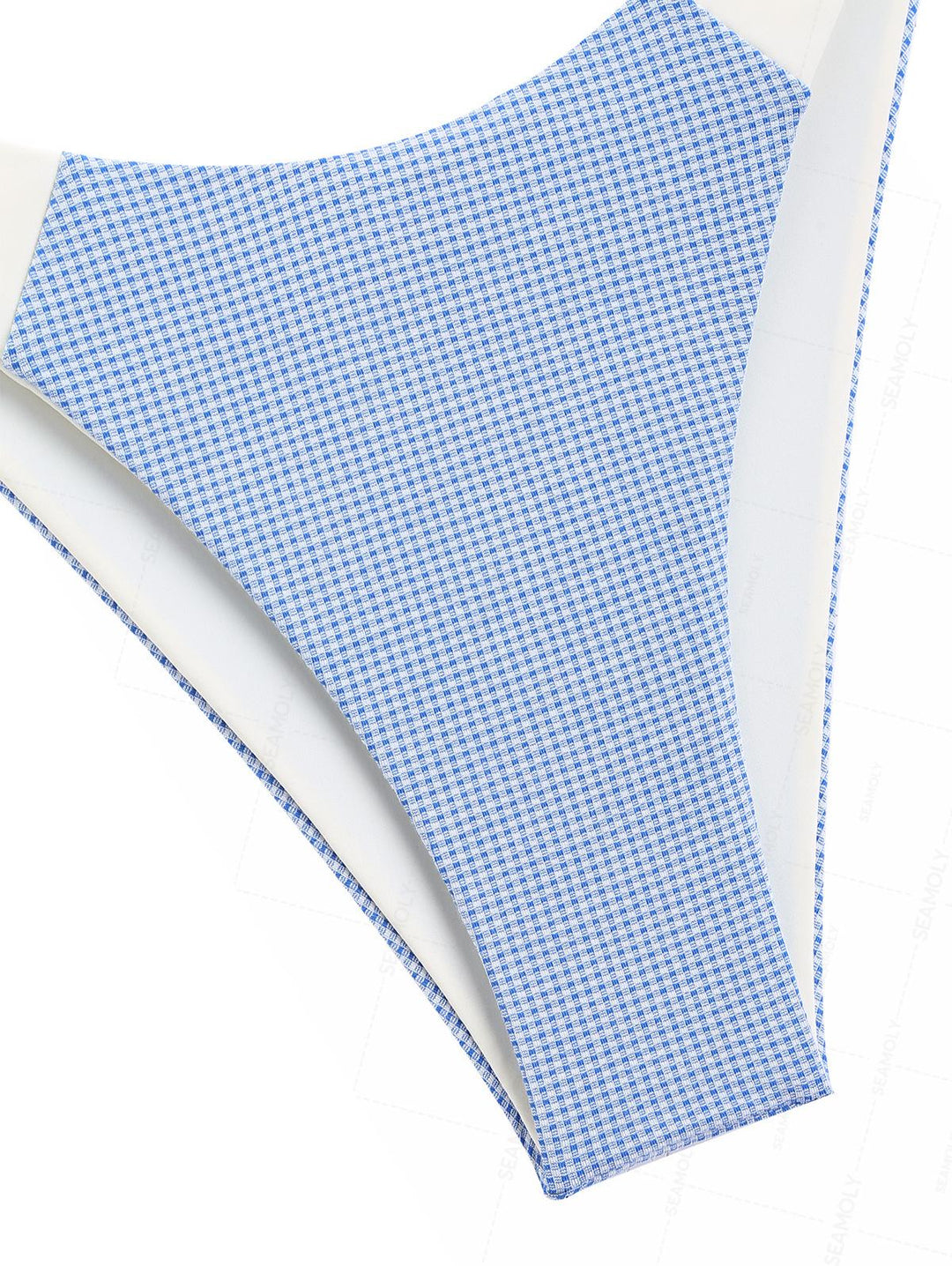 Seamolly Gingham Contrast Color Ruched U-ring Cheeky Bikini Set