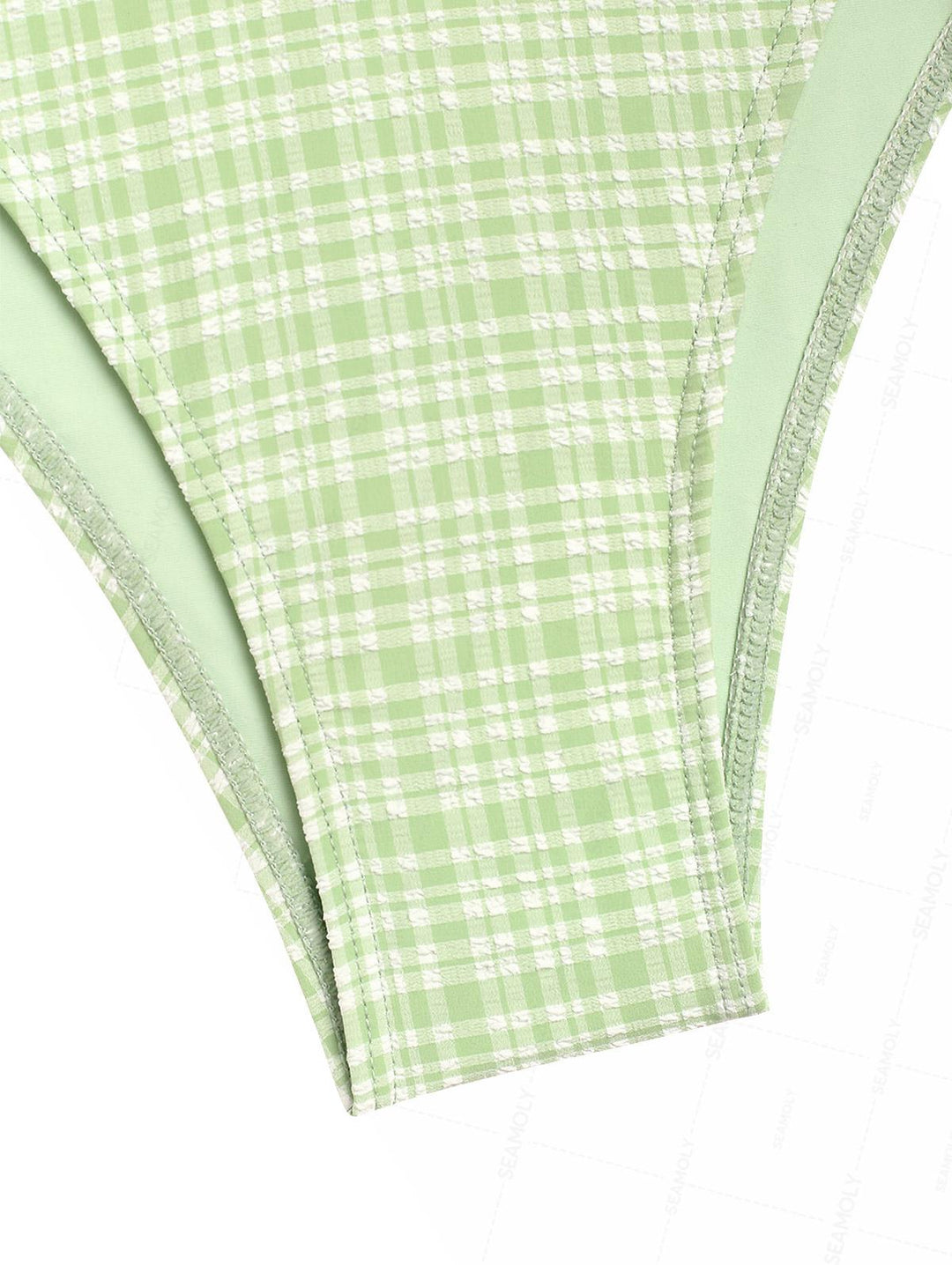 Seamolly Plaid Bowknot Lace Up Back Halter Tankini Set