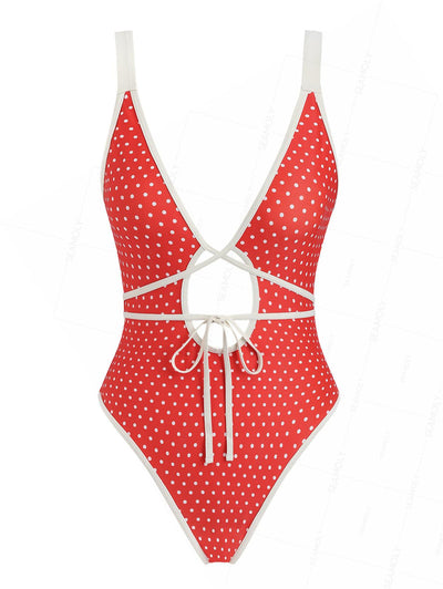 Seamolly 3 Piece Polka Dot Print Double Layer Cheeky Boyshort Bikini Set