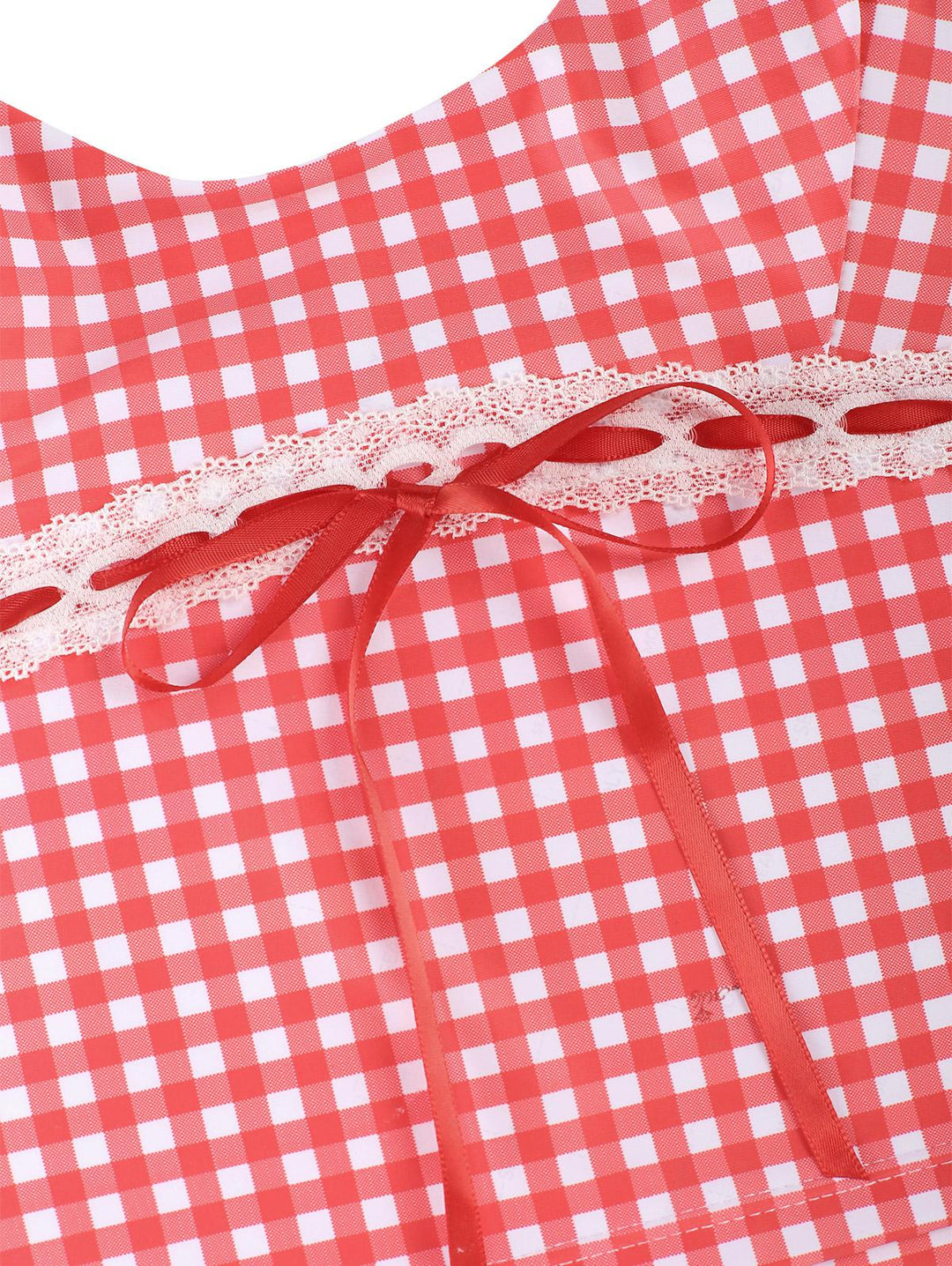 Seamolly Gingham Lace Tank Top & Full Coverage Brazilian Bottom Tankini Set