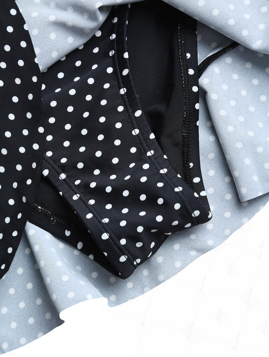 Vintage Black Polka Dot Low Rise Ruffles Swim Skirted Bottom