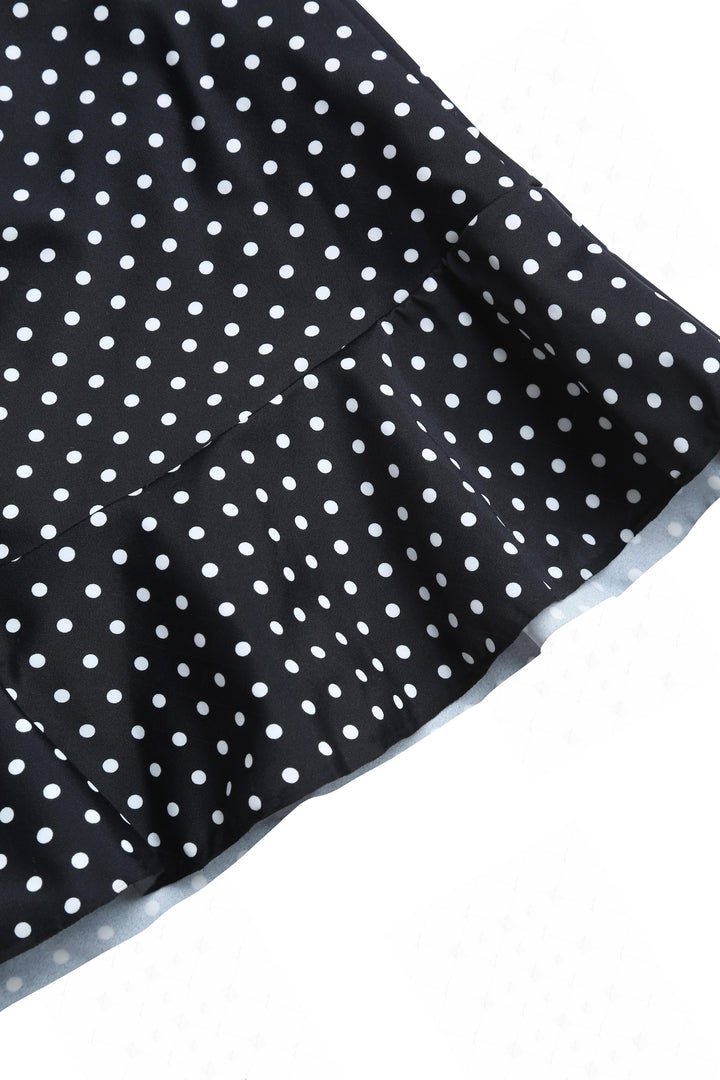 Vintage Black Polka Dot Low Rise Ruffles Swim Skirted Bottom