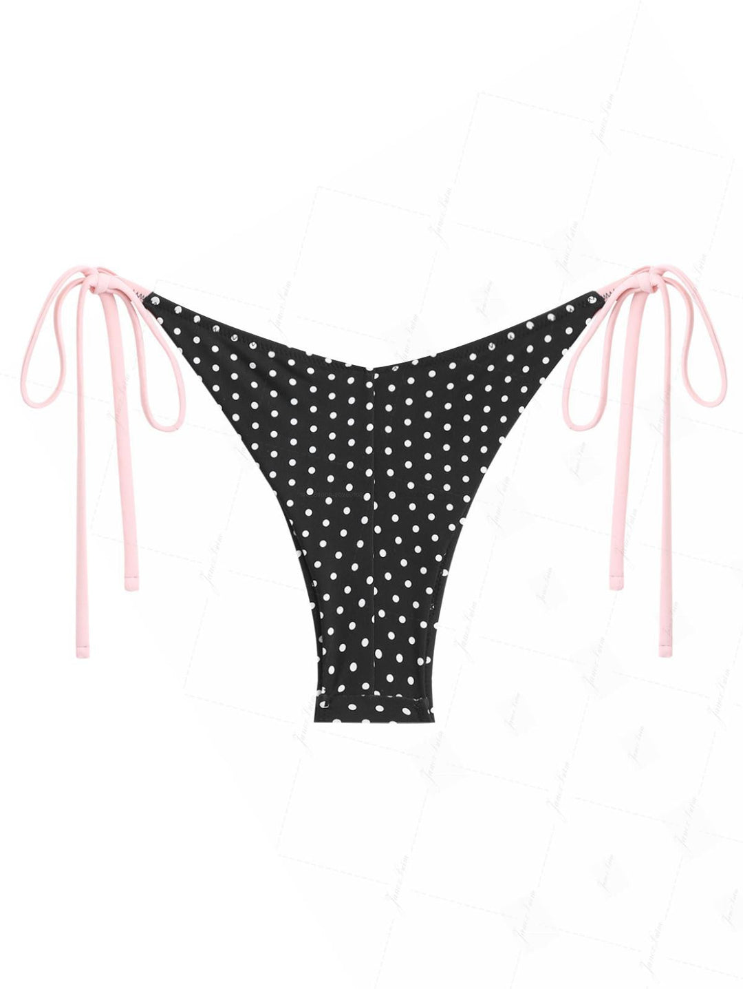 Vintage Black Polka Dot Lace Bowknot Brazilian Bikini Bottom